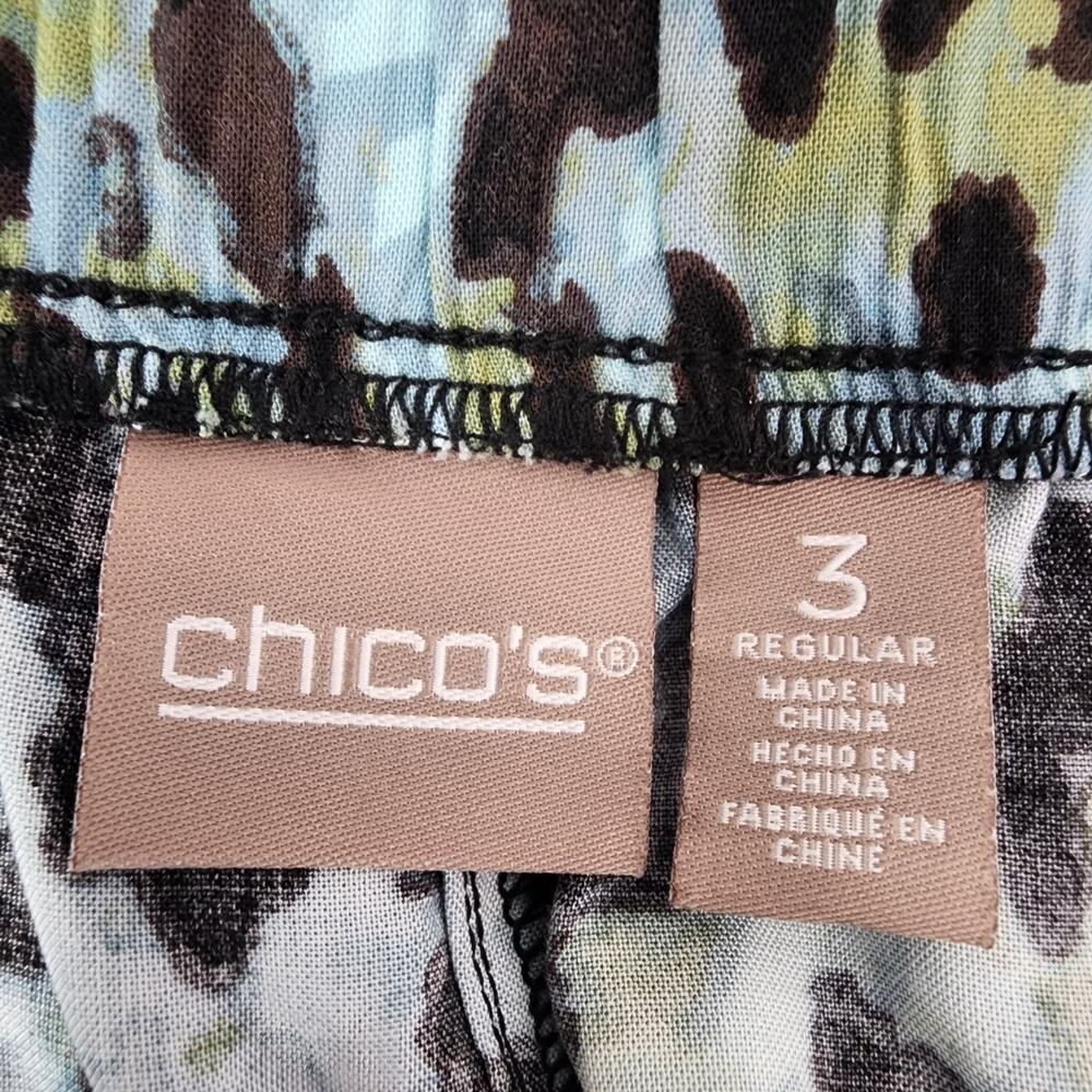 Chico’s Womens Animal Luster Drape Wide Leg Size 3 US 16 Pull On Elastic Waist - Picture 7 of 10